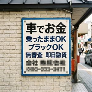 島根県の車担保融資の看板