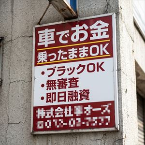 兵庫県の車担保融資の看板