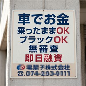 京都府の車担保融資の看板