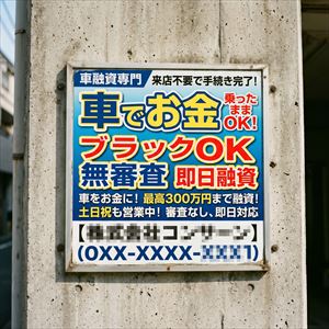 三重県の車担保融資の看板