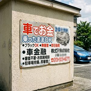 愛知県の車担保融資の看板