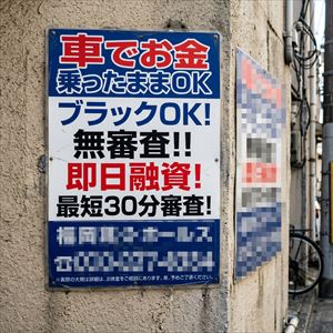 岐阜県の車担保融資の看板