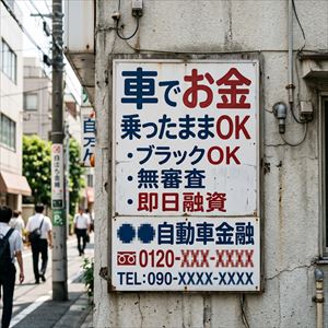 石川県の車担保融資の看板