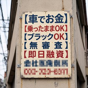 長野県の車担保融資の看板
