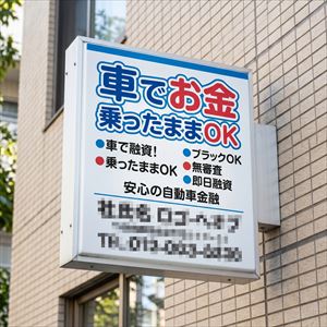 宮崎県の車担保融資の看板