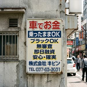群馬県の車担保融資の看板