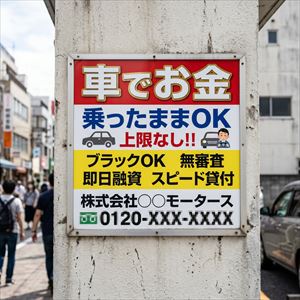 秋田県の車担保融資の看板