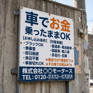 熊本県の車担保融資の看板