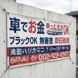 岩手県の車担保融資の看板