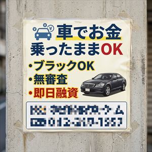 北海道の車担保融資の看板