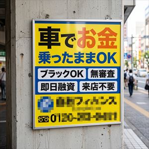 香川県の車担保融資の看板