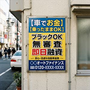 愛媛県の車担保融資の看板